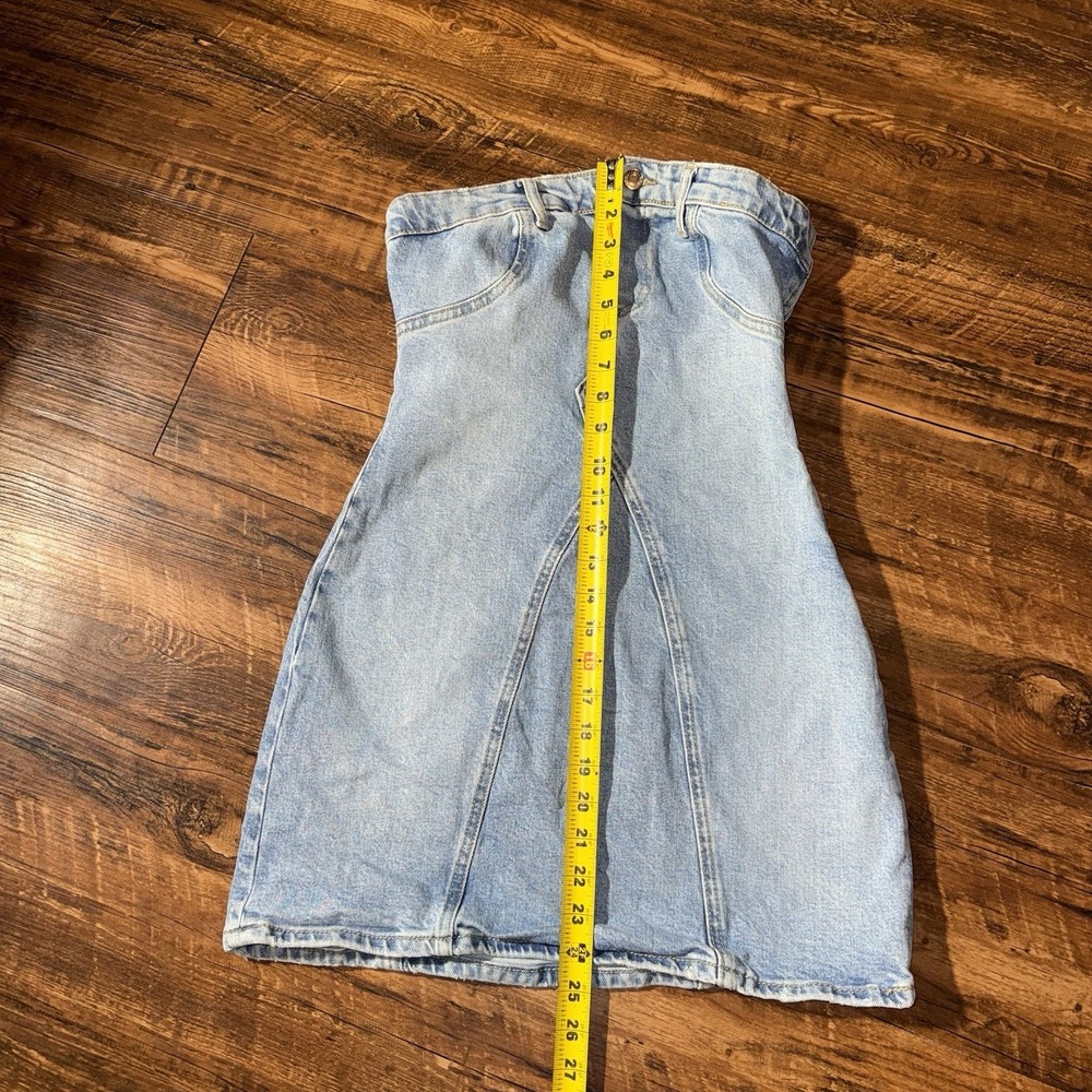 Y2K Zara Denim Strapless Mini Dress Women's Small - Picture 3 of 8